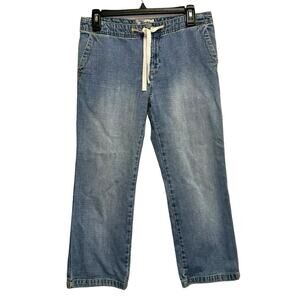Old Navy Vintage Cropped Jeans At-Waist Drawstring Denim Size 4